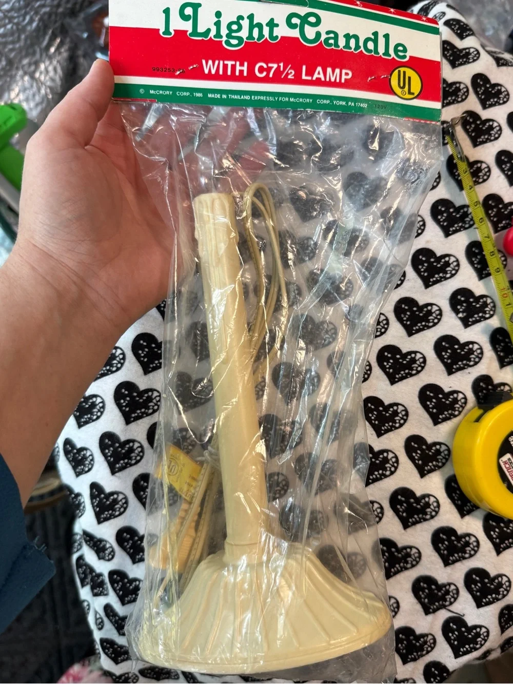 vintage ivory-colored plastic electric candolier designed for window disp